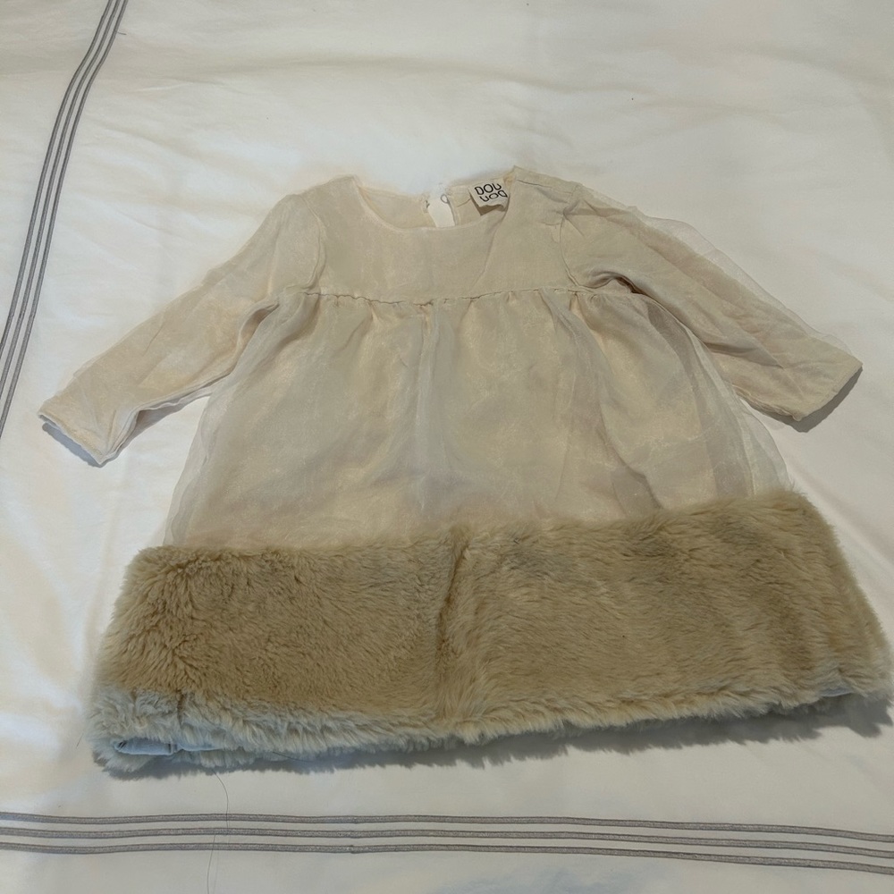 Doudou designer dress with fur trim